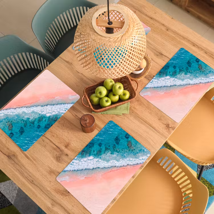 Strand - Oceaan - Golven - Roze Zand - Natuur Placemat vinyl groot -zzsfeer5_Kitchenyeah-website