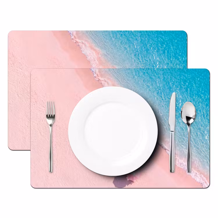 Strand - Roze zand - Zee - Zomer - Natuur Placemat vinyl groot -zzsfeer2_Kitchenyeah-website