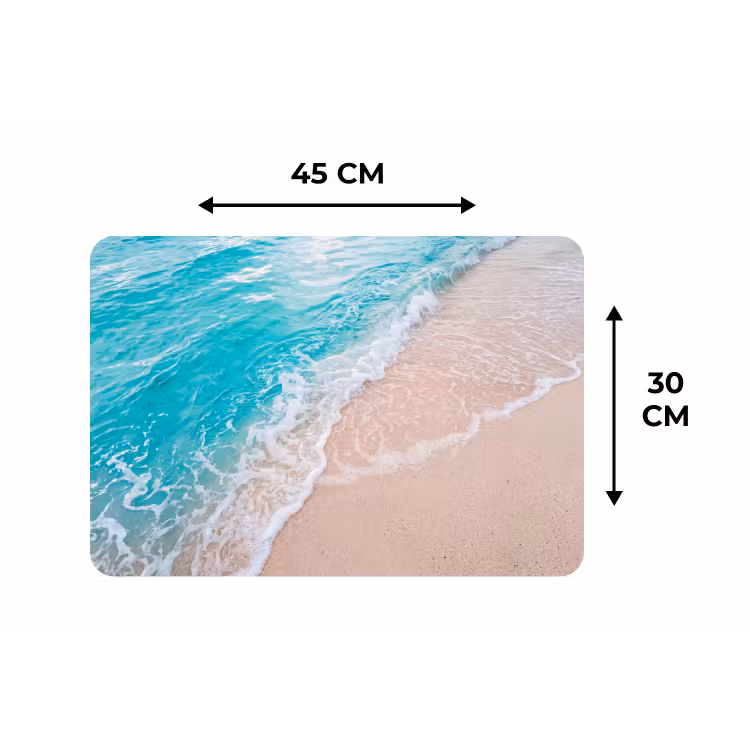 Strand - Zee - Golf - Natuur - Blauw Placemat vinyl groot -specs