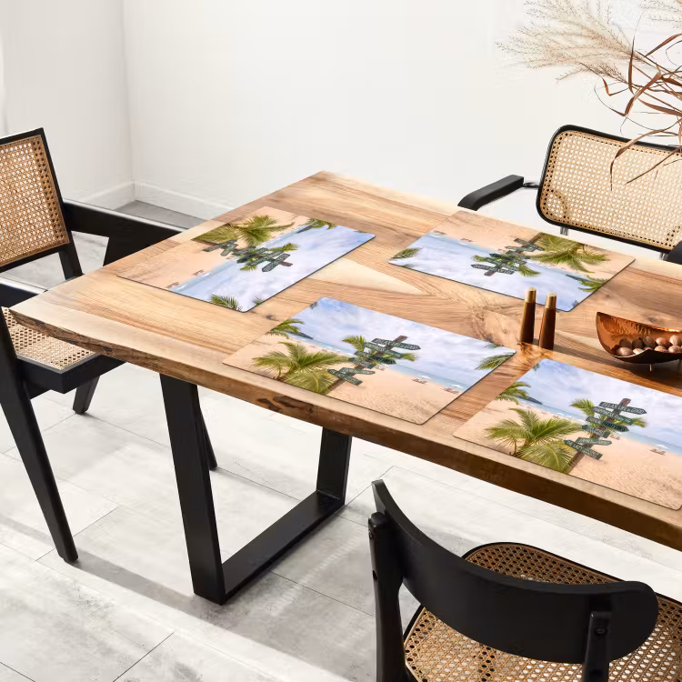 Strand - Wegwijzer - Palmen - Tropisch - Groen Placemat vinyl groot -zzsfeer4_Kitchenyeah-website