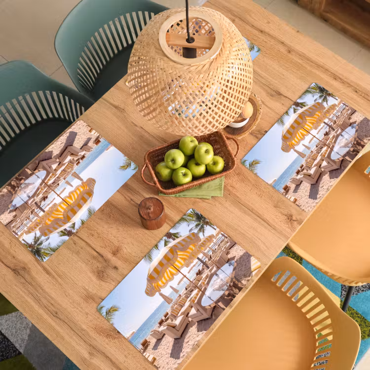 Strand - Ligbedden - Vakantie - Modern - Geel Placemat vinyl groot -zzsfeer5_Kitchenyeah-website