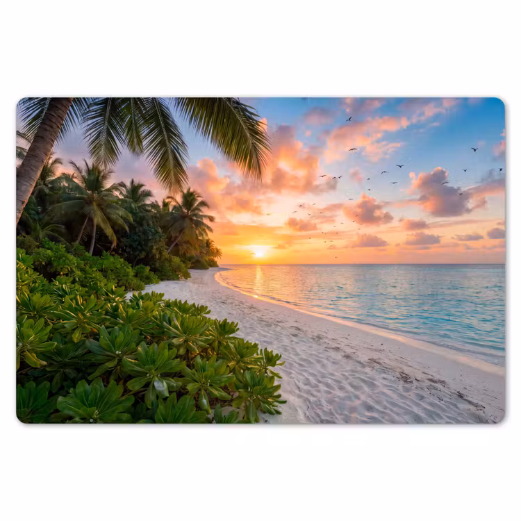 Strand - Zonsondergang - Palmbomen - Tropisch - Natuur Placemat vinyl groot -zzsfeer1_Kitchenyeah-website