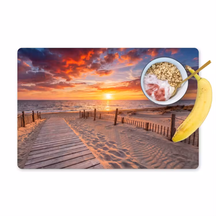 Strand - Zonsondergang - Zee - Natuur - Oranje Placemat vinyl groot -zzzproduct_Kitchenyeah-website