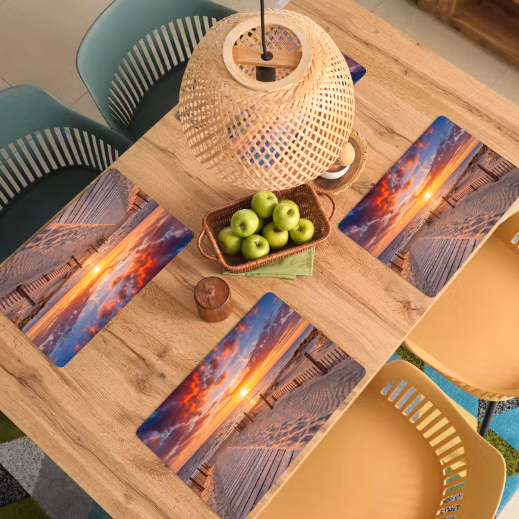 Strand - Zonsondergang - Zee - Natuur - Oranje Placemat vinyl groot -zzsfeer5_Kitchenyeah-website