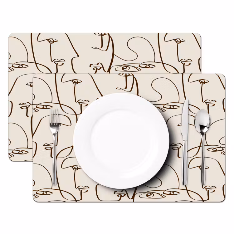 Beige - Gezicht - Lijnen - Bruin Placemat vinyl groot 368 -zzsfeer2_Kitchenyeah-website