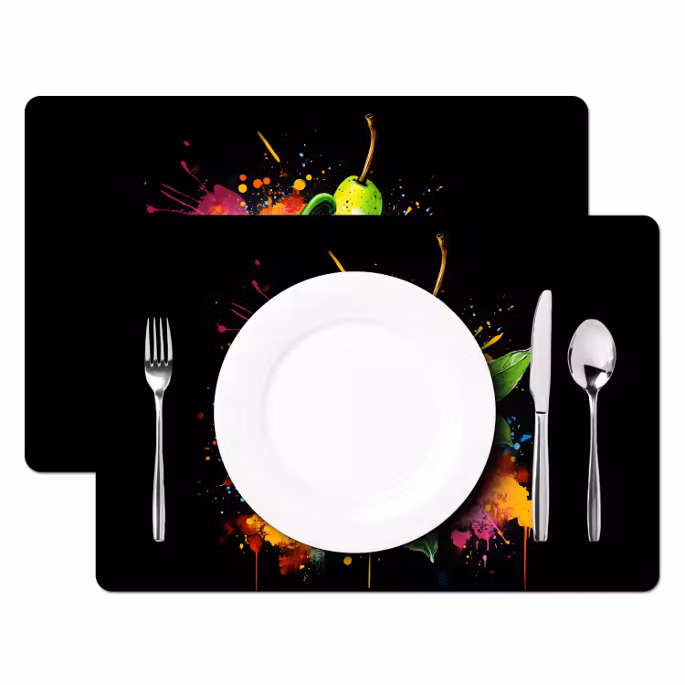Paprika - Peer - Citroen - Graffiti - Verf - Abstract Placemat vinyl groot -zzsfeer2_Kitchenyeah-website