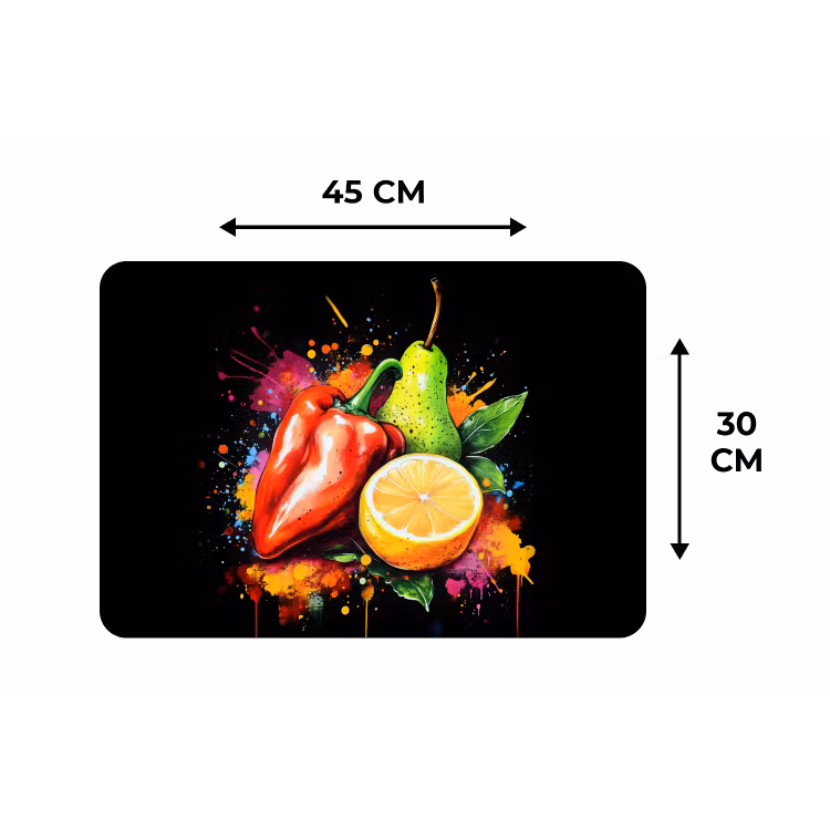 Paprika - Peer - Citroen - Graffiti - Verf - Abstract Placemat vinyl groot -specs