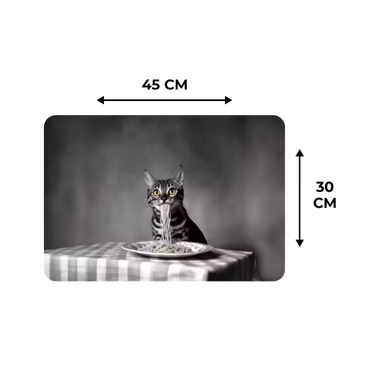 Bengaal - Kat - Tafelkleed - Zwart - Wit - Dier Placemat vinyl groot -specs