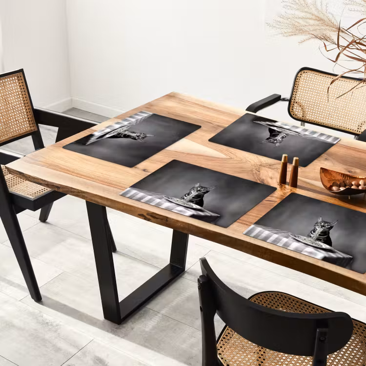 Bengaal - Kat - Tafelkleed - Zwart - Wit - Dier Placemat vinyl groot -zzsfeer4_Kitchenyeah-website