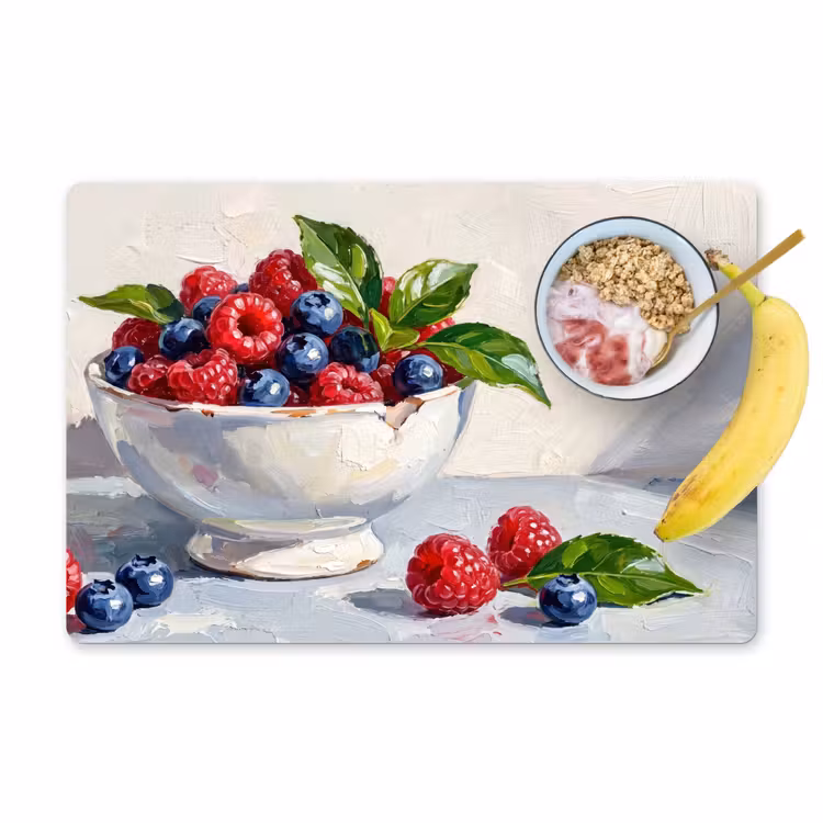Placemat - 6 pieces - Berries - Bowl - Food - Bessen - Kom - Eten Placemat vinyl groot