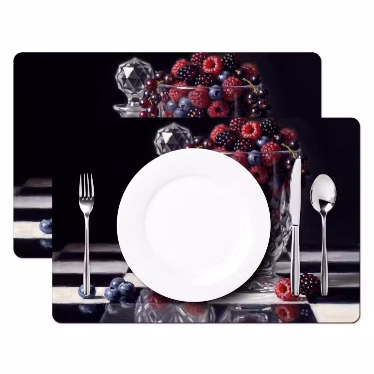 Placemat - 6 pieces - Berries - Crystal - Still Life - Bessen - Kristal - Stilleven Placemat vinyl groot