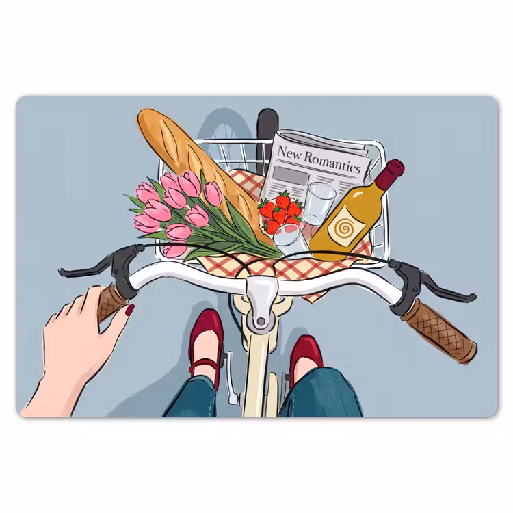 Fiets - Picknick - Zomer - Illustratie Placemat vinyl groot -zzsfeer1_Kitchenyeah-website