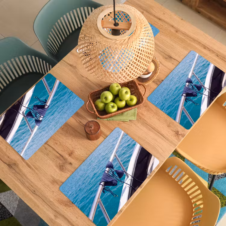 Bikini - Reling - Zee - Zomer - Blauw Placemat vinyl groot -zzsfeer5_Kitchenyeah-website