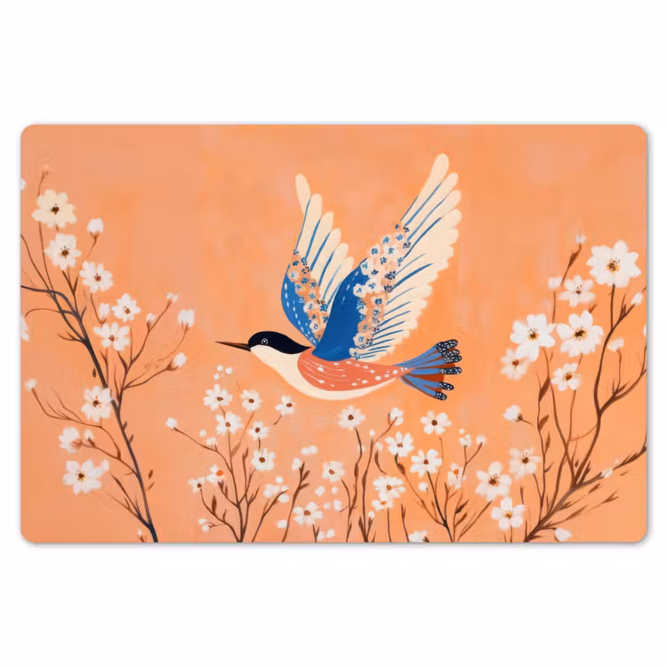Vogel - Bloesemtakken - Warm - Kleurrijk Placemat vinyl groot -zzsfeer1_Kitchenyeah-website