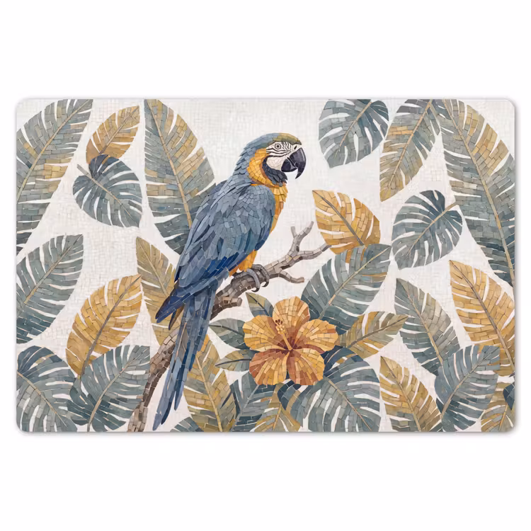 Vogel - Tak - Natuur - Mozaïek - Blauw Placemat vinyl groot -zzsfeer1_Kitchenyeah-website