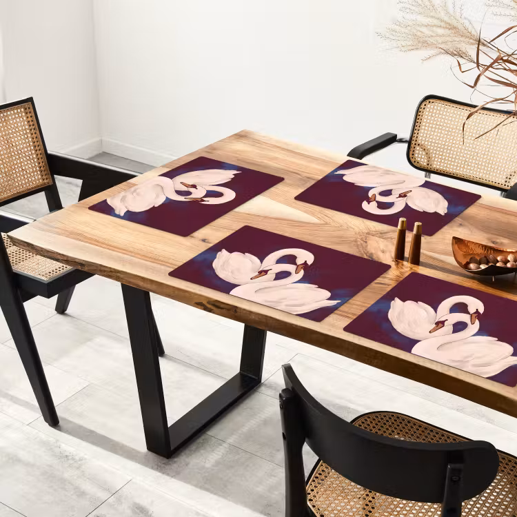 Vogel - Koppel - Liefde - Abstract - Wit Placemat vinyl groot -zzsfeer4_Kitchenyeah-website