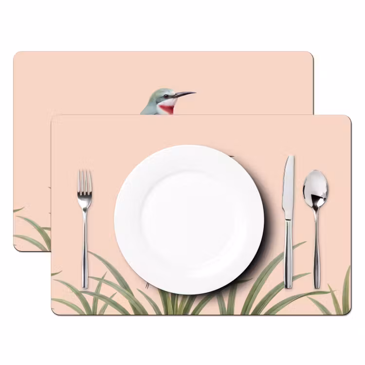 Vogel - Bloem - Natuur - Roze Placemat vinyl groot -zzsfeer2_Kitchenyeah-website