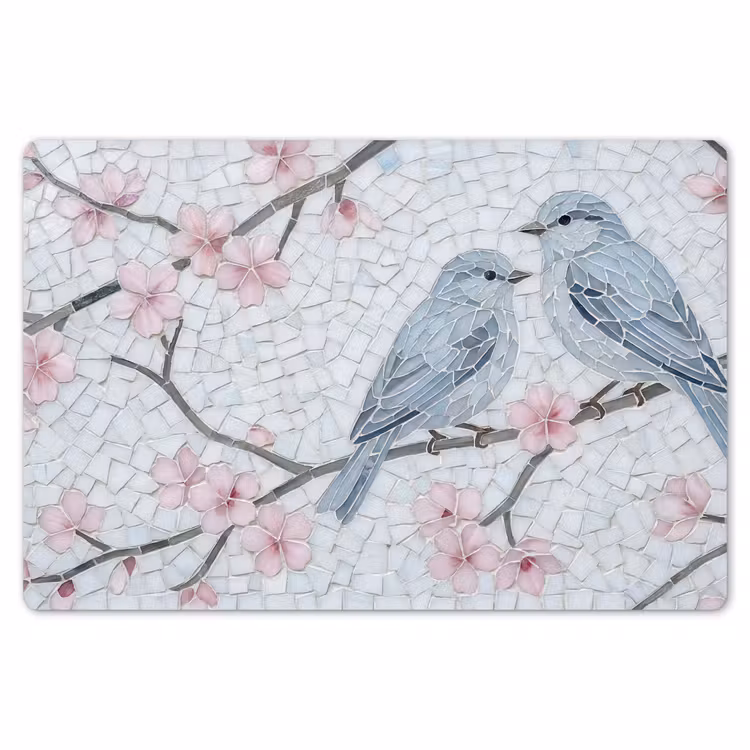 Vogel - Bloemen - Natuur - Mozaïek - Roze Placemat vinyl groot -zzsfeer1_Kitchenyeah-website