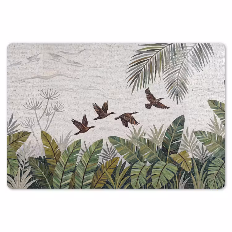 Vogel - Vliegend - Tropisch - Mozaïek - Groen Placemat vinyl groot -zzsfeer1_Kitchenyeah-website