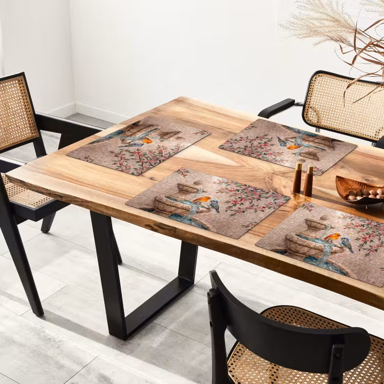 Vogel - fontein - mozaiek - kleurrijk - dieren Placemat vinyl groot -zzsfeer4_Kitchenyeah-website