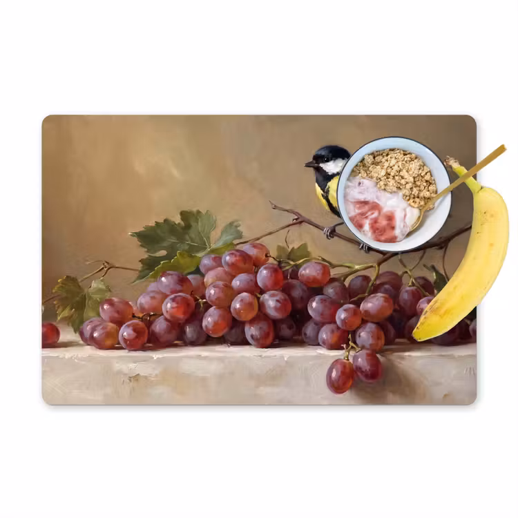 Placemat - 6 pieces - Bird - Grapes - Still Life - Vogel - Druiven - Stilleven Placemat vinyl groot