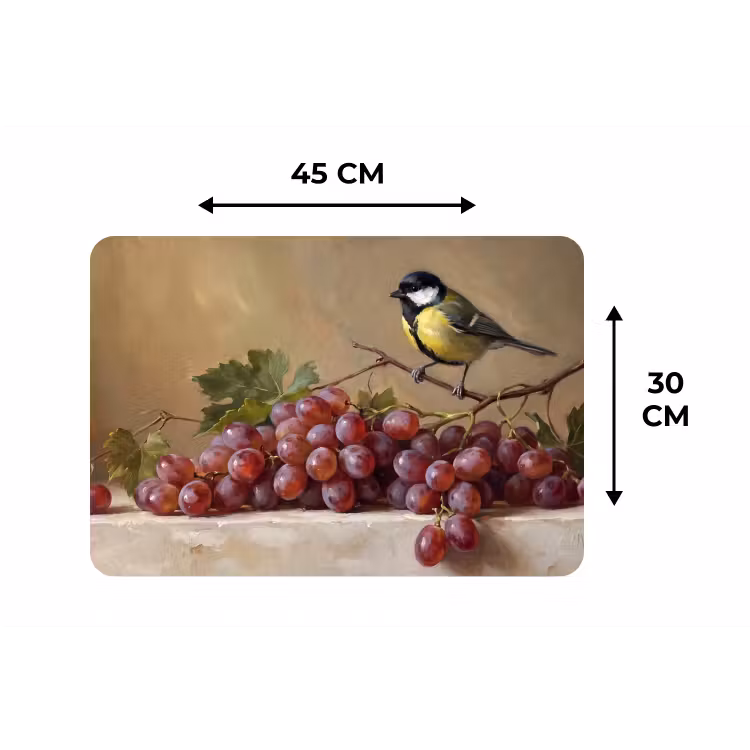 Placemat - 6 pieces - Bird - Grapes - Still Life - Vogel - Druiven - Stilleven Placemat vinyl groot