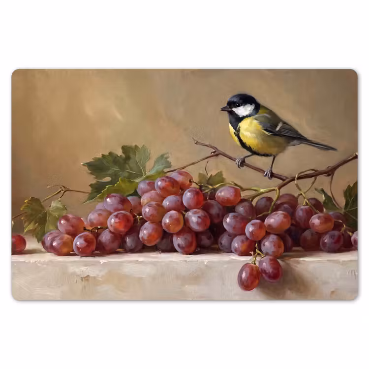 Placemat - 6 pieces - Bird - Grapes - Still Life - Vogel - Druiven - Stilleven Placemat vinyl groot