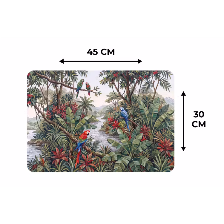 Vogel - Jungle - Natuur - Mozaïek - Groen Placemat vinyl groot -specs