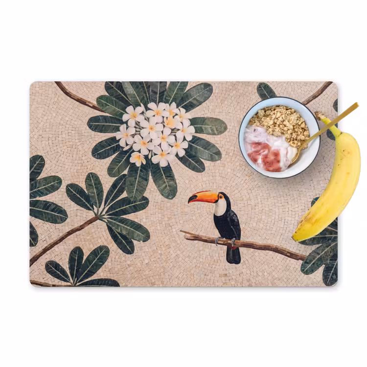 Vogel - Mozaïek - Tropisch - Natuur - Kleurrijk Placemat vinyl groot -zzzproduct_Kitchenyeah-website