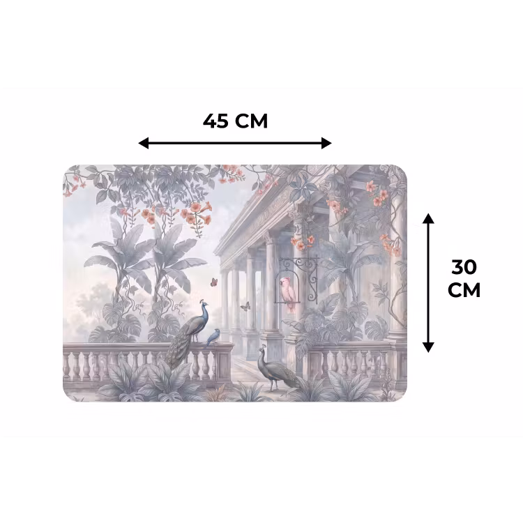 Vogel - Pauw - Architectuur - Klassiek - Groen Placemat vinyl groot -specs