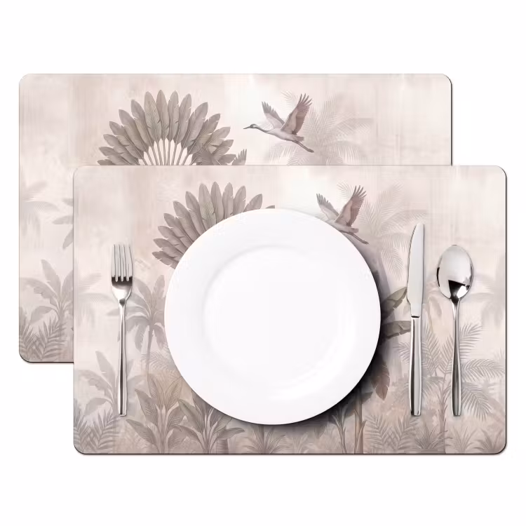 Vogel - Tropisch - Jungle - Natuur - Beige Placemat vinyl groot -zzsfeer2_Kitchenyeah-website