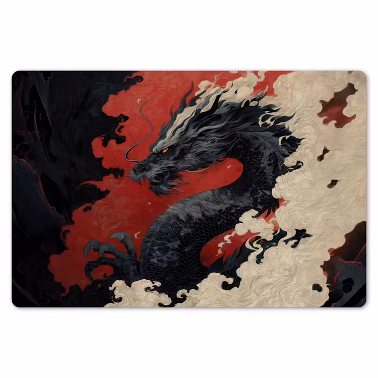 Zwarte draak - Rookwolken - Rood Placemat vinyl groot -zzsfeer1_Kitchenyeah-website