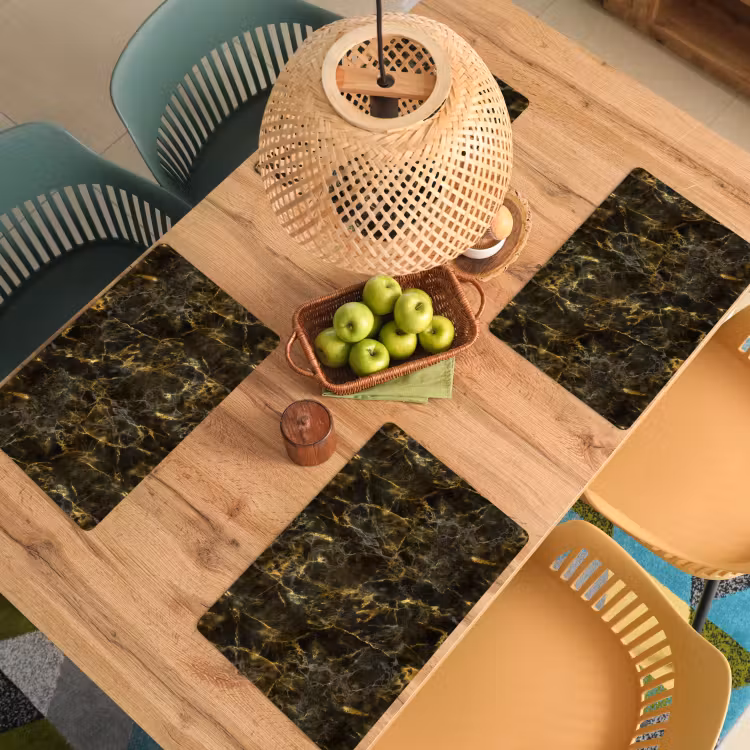 Zwart - Marmer - Goud Placemat vinyl groot 368 -zzsfeer5_Kitchenyeah-website