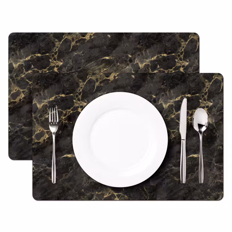 Zwart - Marmer - Goud - Nerf Placemat vinyl groot 368 -zzsfeer2_Kitchenyeah-website