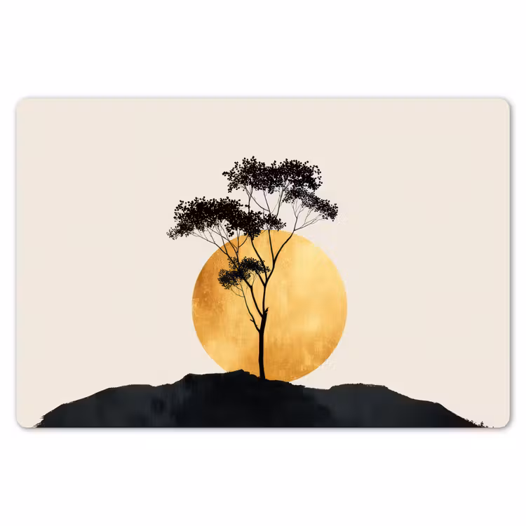 Zwarte boom - Gouden cirkel - Heuvel Placemat vinyl groot -zzsfeer1_Kitchenyeah-website