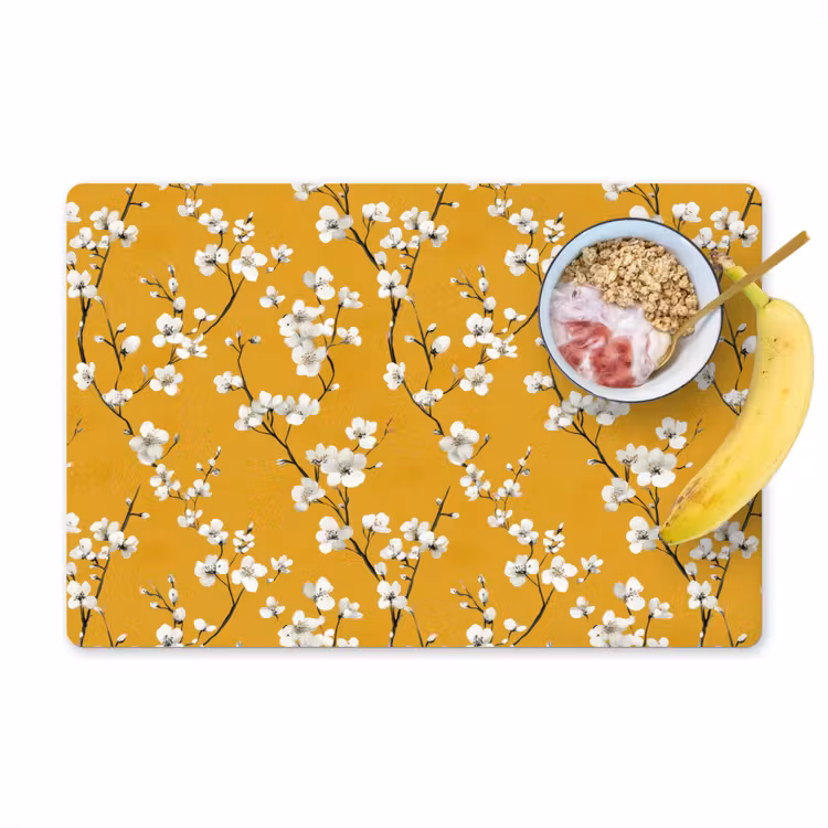 Bloesemtak - Aquarel - Geel Placemat vinyl groot 368 -zzzproduct_Kitchenyeah-website