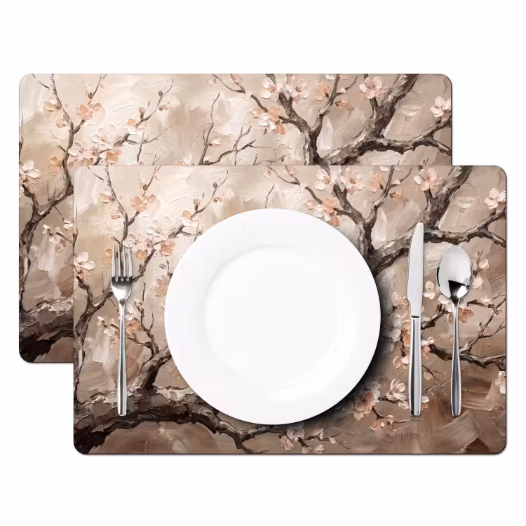 Bloesem - Takken - Schilderij - Beige - Serene Placemat vinyl groot -zzsfeer2_Kitchenyeah-website