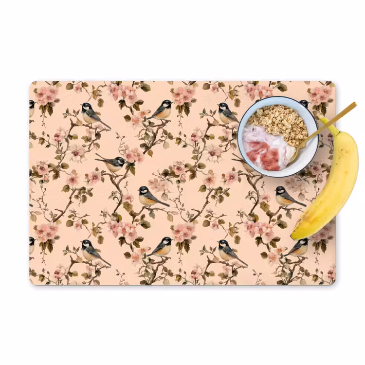Bloesem - Koolmees - Roze Placemat vinyl groot 368 -zzzproduct_Kitchenyeah-website