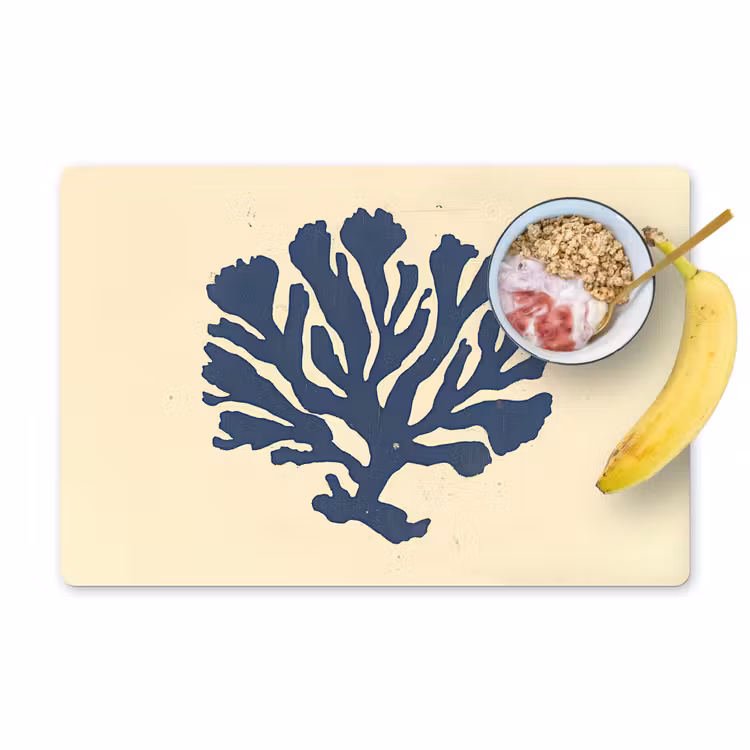 Blauw koraal - Vertakkingen - Beige Placemat vinyl groot -zzzproduct_Kitchenyeah-website