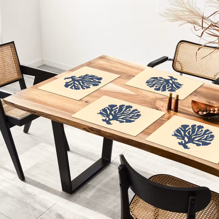 Blauw koraal - Vertakkingen - Beige Placemat vinyl groot -zzsfeer4_Kitchenyeah-website