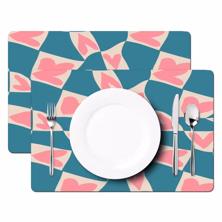 Blauw - Vlakken - Patroon - Hartjes Placemat vinyl groot 368 -zzsfeer2_Kitchenyeah-website