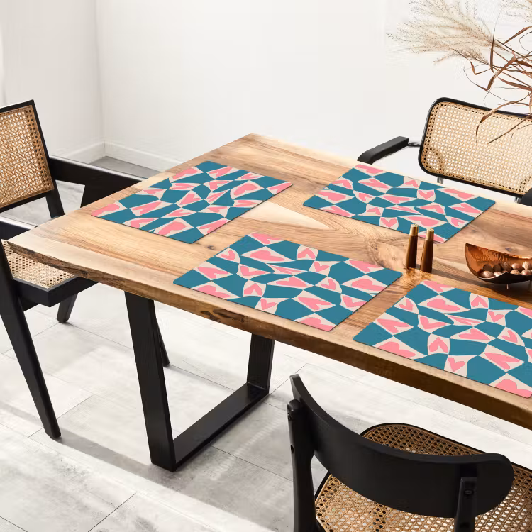 Blauw - Vlakken - Patroon - Hartjes Placemat vinyl groot 368 -zzsfeer4_Kitchenyeah-website