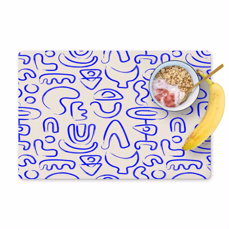 Blauw - Patroon - Abstract - Beige Placemat vinyl groot 368 -zzzproduct_Kitchenyeah-website