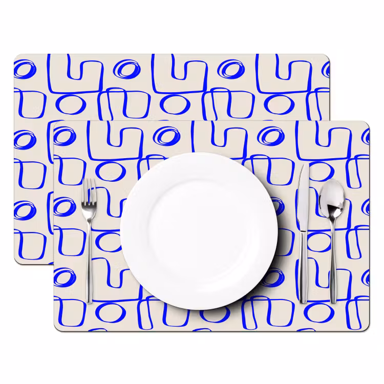 Blauw - Patroon - Beige - Abstract Placemat vinyl groot 368 -zzsfeer2_Kitchenyeah-website