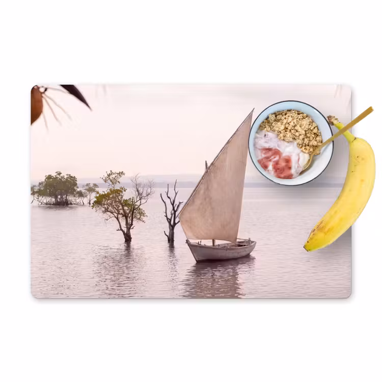 Boot - Zeil - Water - Tropisch - Natuur Placemat vinyl groot -zzzproduct_Kitchenyeah-website
