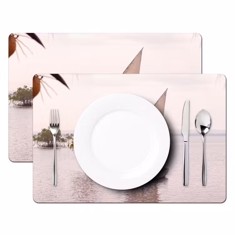 Boot - Zeil - Water - Tropisch - Natuur Placemat vinyl groot -zzsfeer2_Kitchenyeah-website