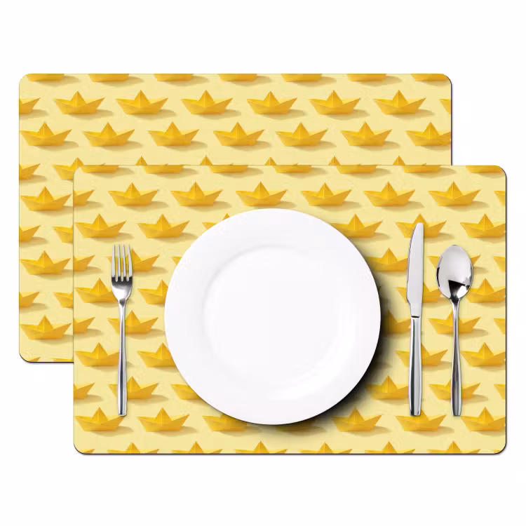 Bootjes - Origami - Creatief - Geel Placemat vinyl groot 368 -zzsfeer2_Kitchenyeah-website