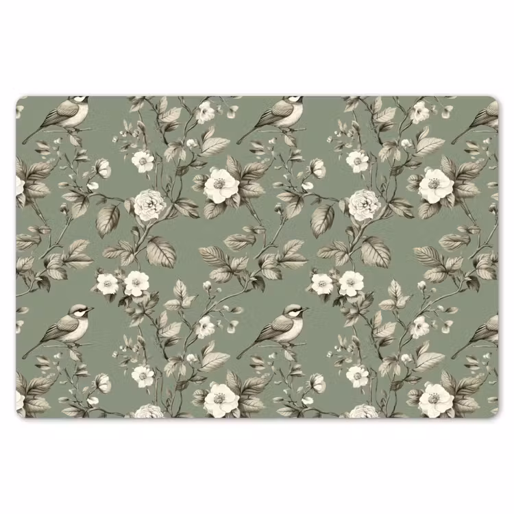 Botanisch - Vogels - Groen Placemat vinyl groot 368 -zzsfeer1_Kitchenyeah-website