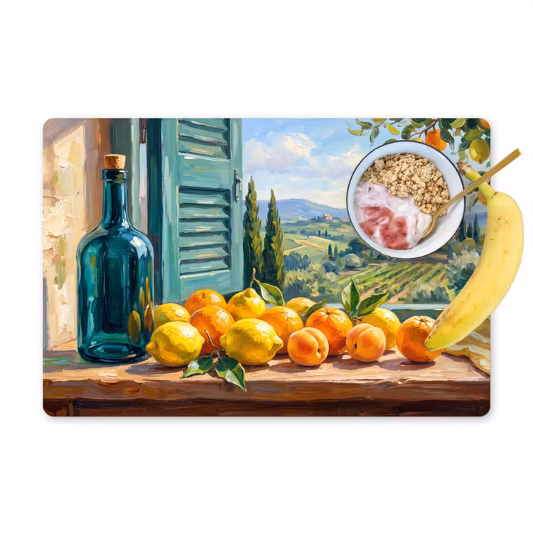 Placemat - 6 pieces - Bottle - Fruit - Still Life - Fles - Fruit - Stilleven Placemat vinyl groot