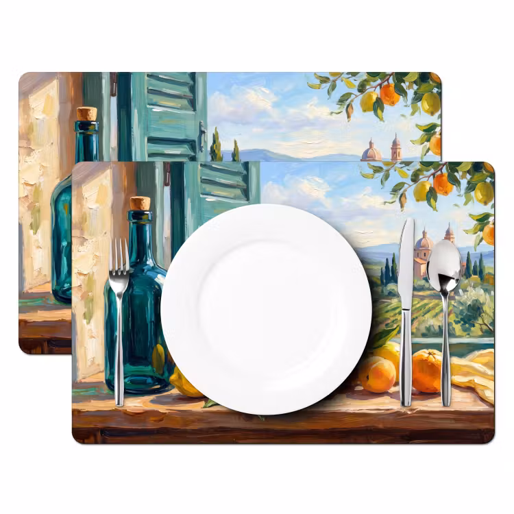 Placemat - 6 pieces - Bottle - Fruit - Still Life - Fles - Fruit - Stilleven Placemat vinyl groot